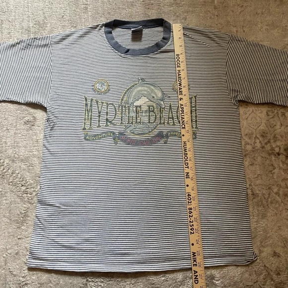 Vintage 90s Myrtle Beach Dolphin T Shirt Size Large Single Stitch Stripes - Picture 4 of 7